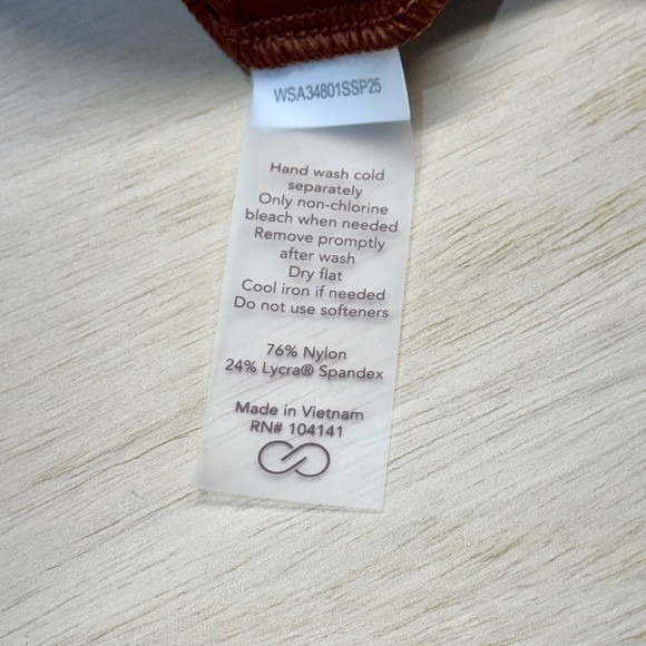 NWOT CALIA by Carrie Underwood Red Brown Shine Ruched L/S Rash Guard Swim Top M - Picture 8 of 8